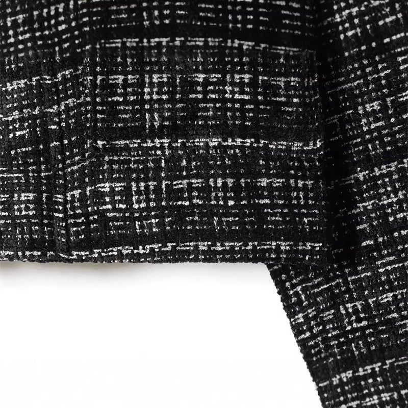 Women's Boxy Tweed Jacket in Boucle Look with Concealed Button Placket and Boxy Silhouette Chichicherry
