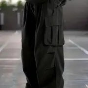 Men's Baggy Cargo Pants in Oversized Utility Style with Elastic Waistband & Multiple Pockets Chichicherry