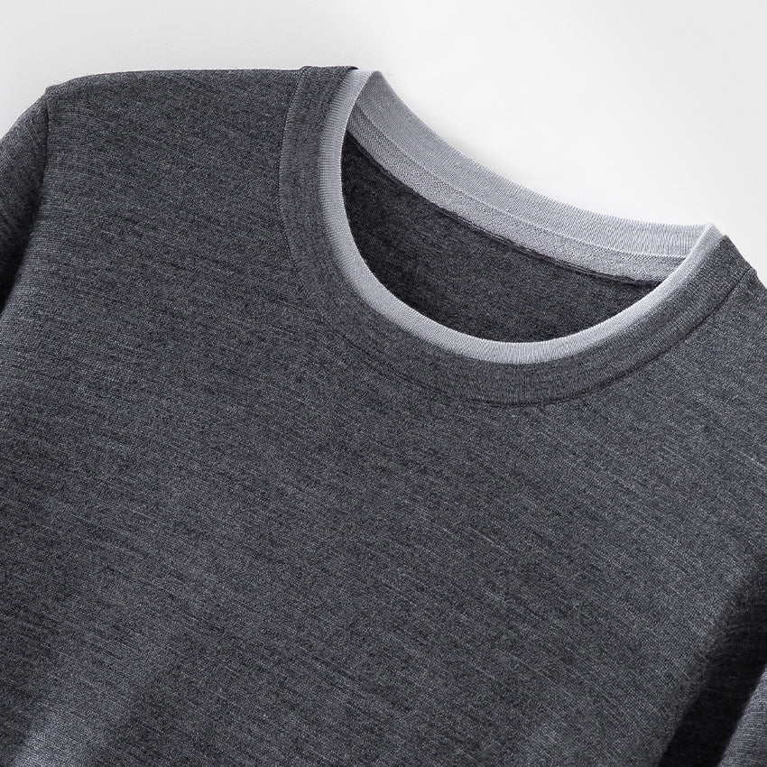 Women Fine Round Neck Sweater made of Merino Mix with Contrast Cuffs Chichicherry