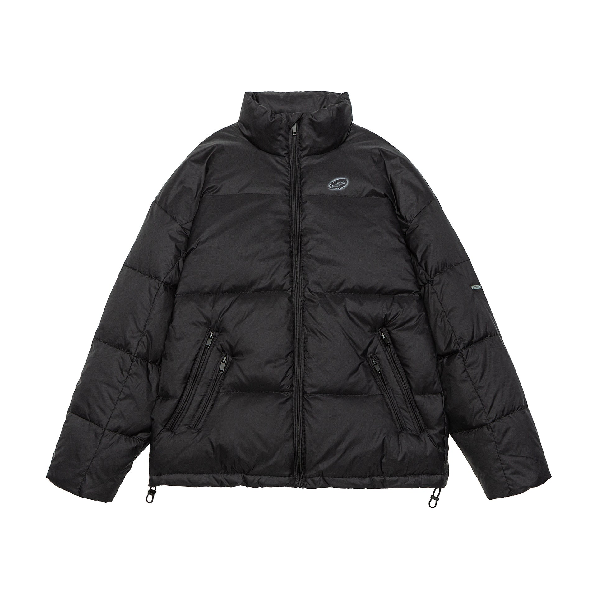 Men's Padded Short Parka with High Stand Collar, Zipper Pockets and Drawstring Chichicherry