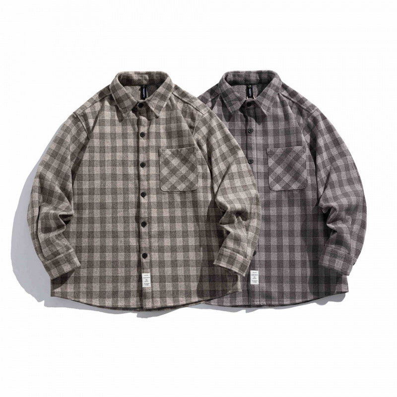 Unisex Boxy Checkered Overshirt made of soft Flannel with patch breast pocket Chichicherry