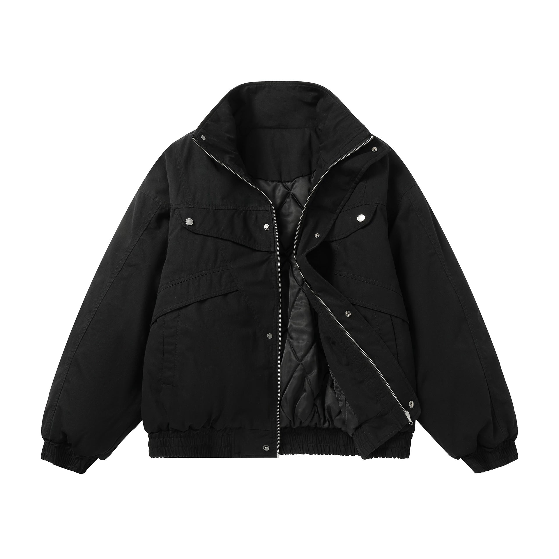 Unisex Boxy Field Jacket with high standing collar and utility pockets Chichicherry