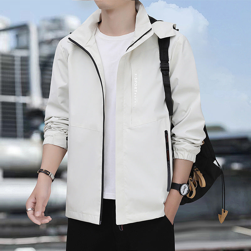 Men's lightweight windproof sports hoodie jacket with hood, breathable material and concealed zipper Chichicherry