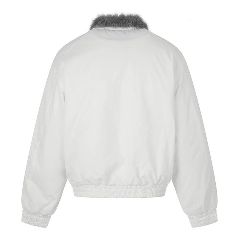 Women’s cropped bomber jacket with faux fur collar and elastic waistband Chichicherry