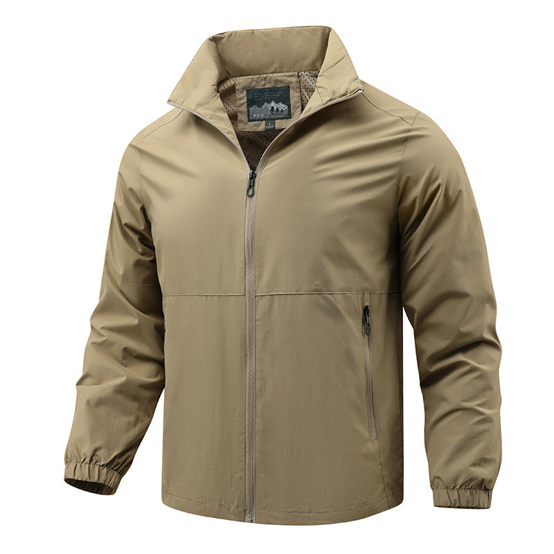 Men's lightweight windproof transitional jacket with high collar and zipper Chichicherry