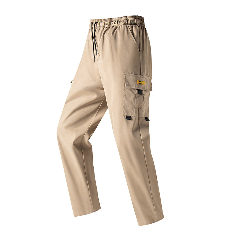 Men's Lightweight Utility Cargo Pants with Elastic Waistband, Drawstring & Side Flap Pocket Chichicherry