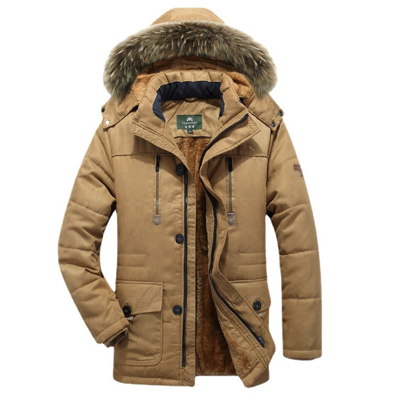 Men's winter parka with teddy lining, detachable faux fur hood, and multifunction pockets Chichicherry