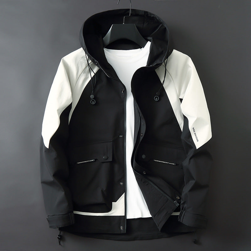 Men's Technical Softshell Parka with Hood, Water-Repellent and Functional Utility Pockets Chichicherry