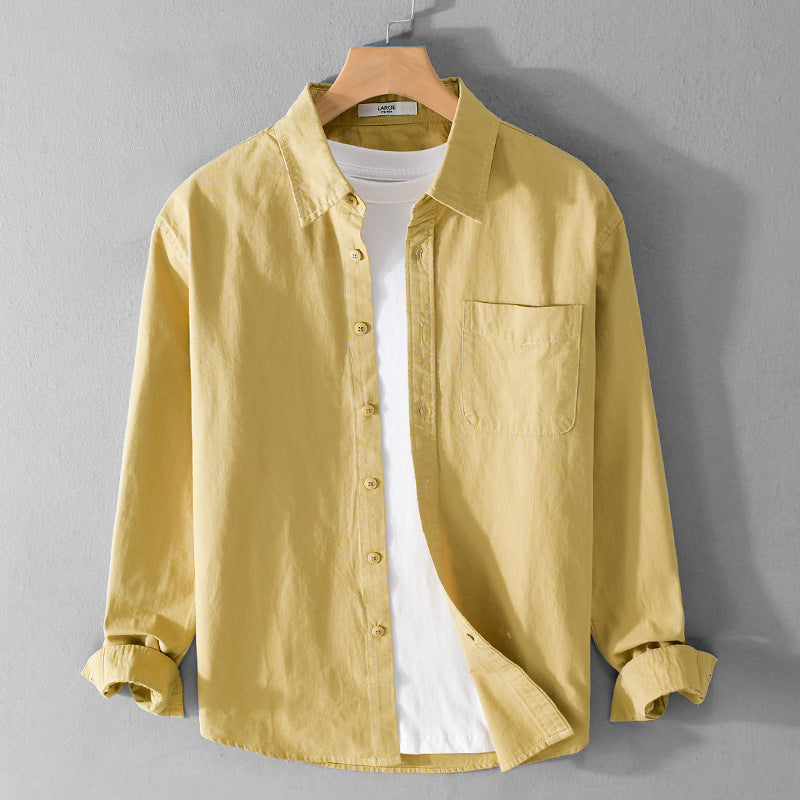 Men's Layered-Look Shirt Jacket made of Cotton Blend with Kent Collar and Chest Pocket Chichicherry
