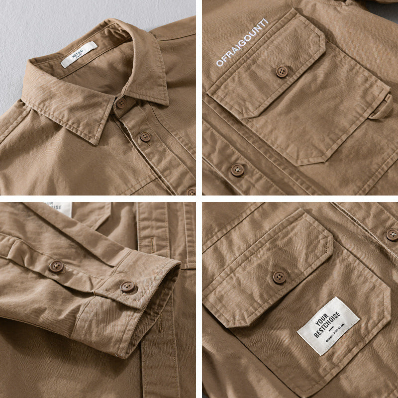 Men's Field Overshirt in Military Style with Patch Chest Pockets and Relaxed Fit Chichicherry