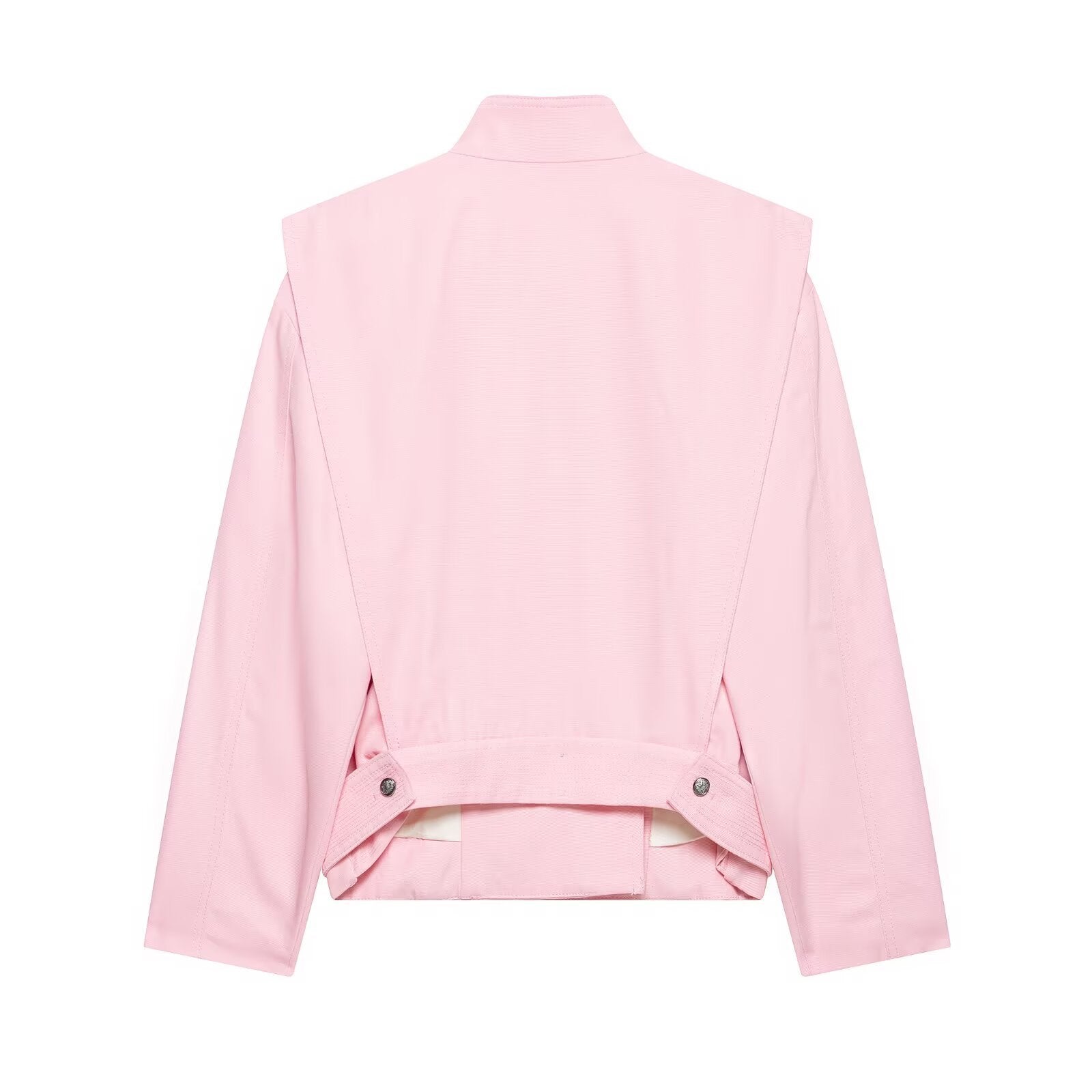 Women's Short Asymmetric Jacket with High Stand-Up Collar and Cape Shoulder Chichicherry