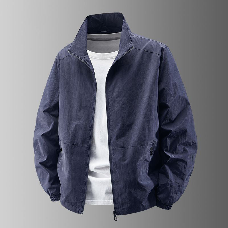 Men's Ultra-Lightweight Urban Windbreaker with Stand-Up Collar, Two-Way Zipper and Elastic Cuffs Chichicherry
