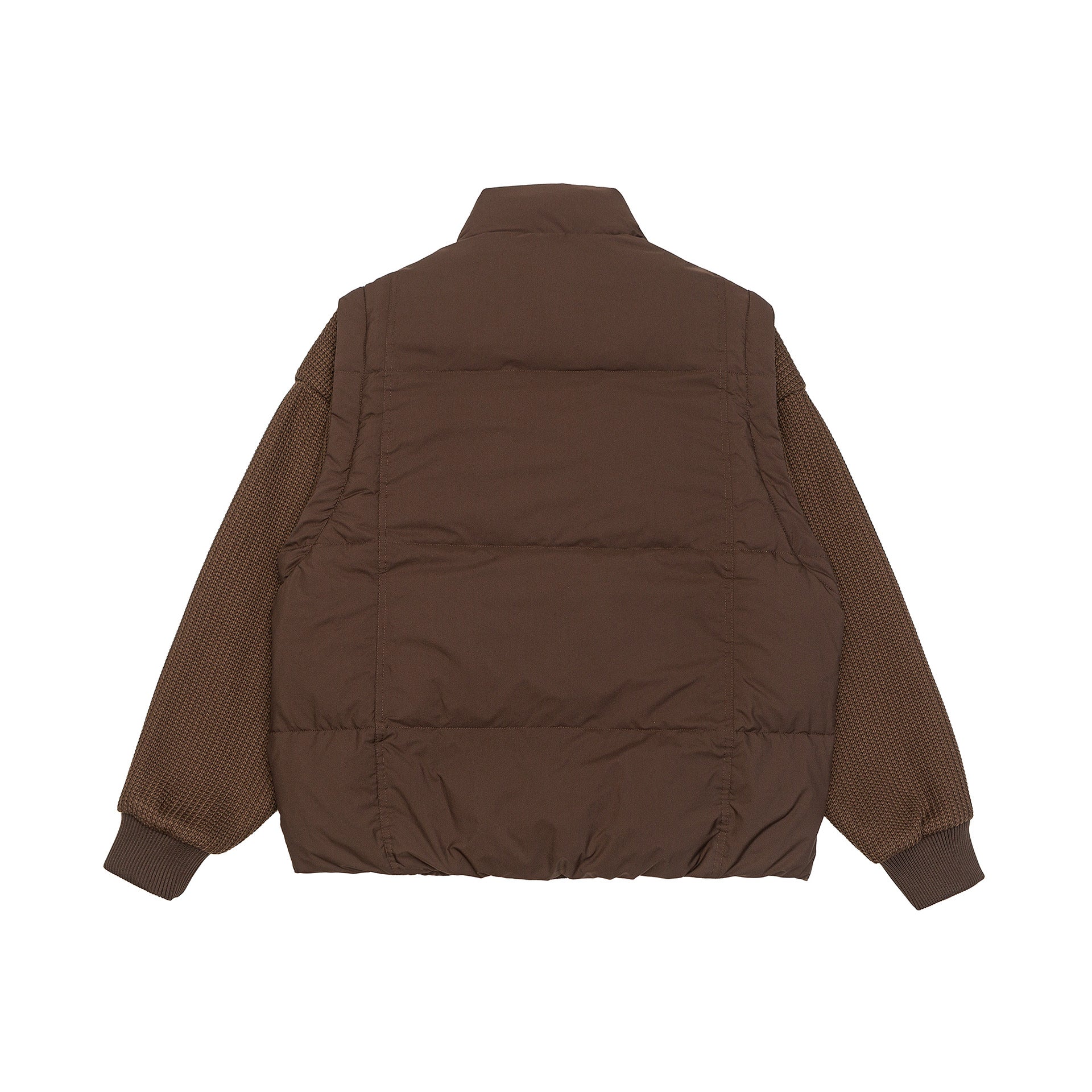 Men's Insulated Hybrid Quilted Jacket with Knitted Sleeves and High Standing Collar Chichicherry