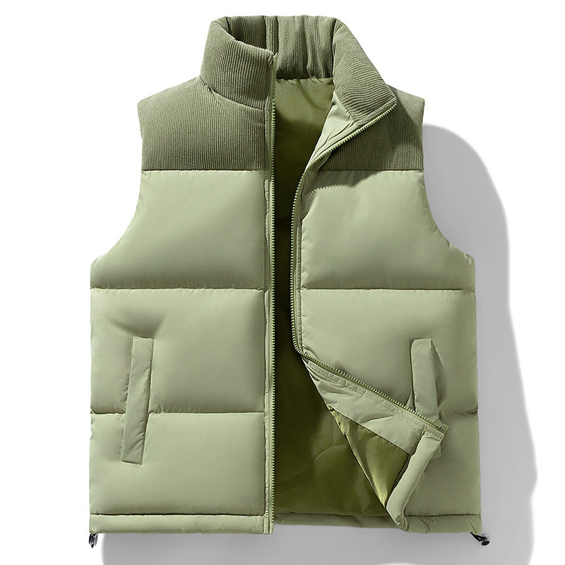 Men's Padded Quilted Vest with Cord Collar, Thermal Insulation and Drawstring Hem Chichicherry