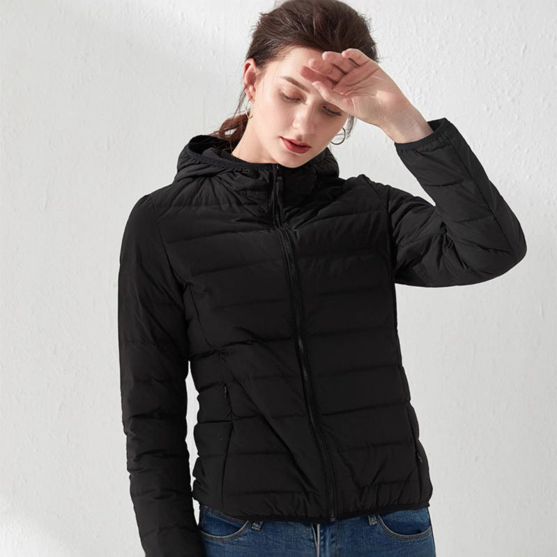 Women's Lightweight Quilted Short Jacket with Stand Collar and Tailored Fit Chichicherry