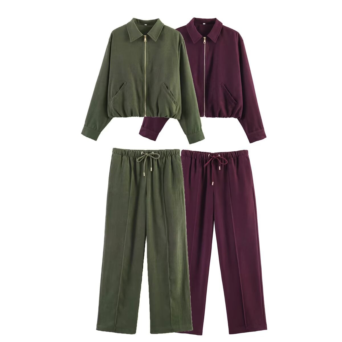Ladies short cropped bomber jacket with zipper, shirt collar and elastic hem Chichicherry