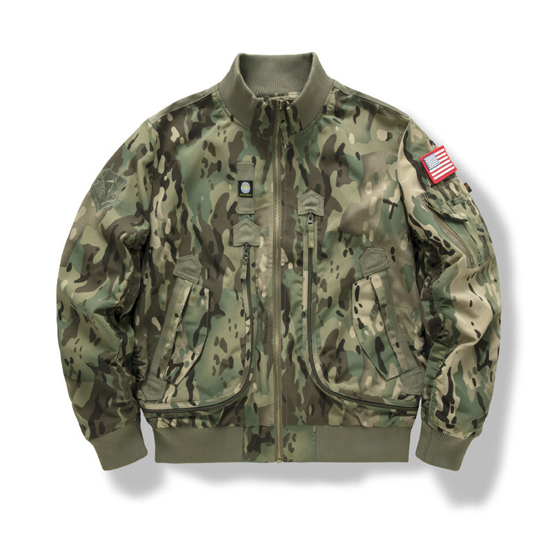 Men's pilot bomber jacket in utility style with vertical zip pockets and ribbed cuffs Chichicherry