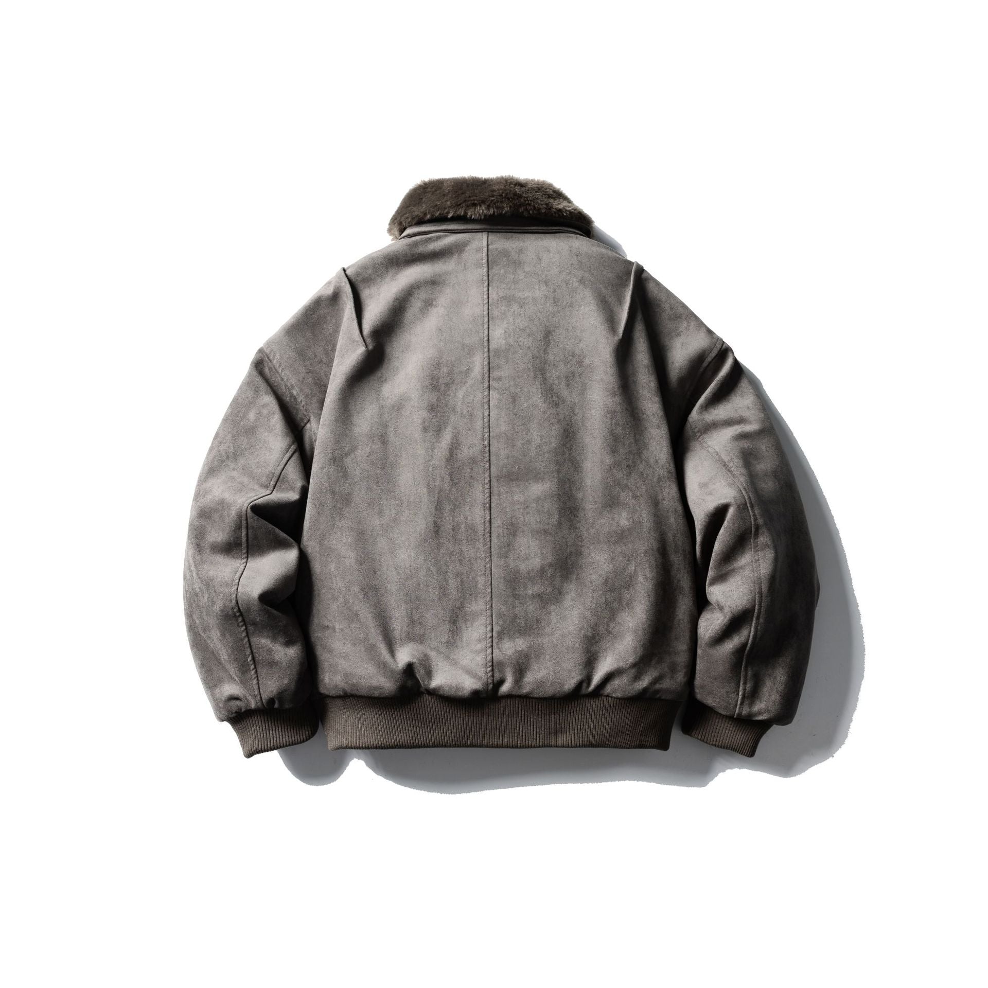 Men's Quilted Flight Jacket with Faux Fur Collar, Velvet-Suede Look and Utility Pockets Chichicherry