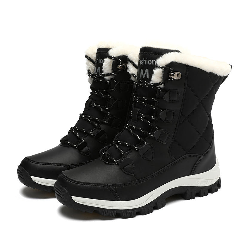 Women's thermally insulated lace-up ankle boots with quilted shaft padding and non-slip terrain profile sole Chichicherry