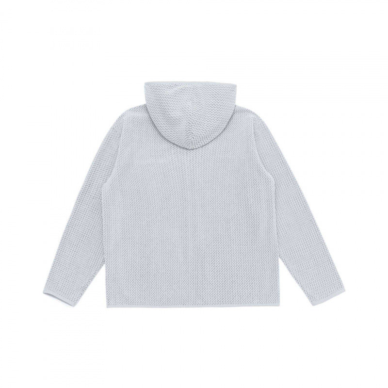 Unisex Hooded Fleece Jacket with Full Zip, Textured Knit and Chest Zip Pocket Chichicherry