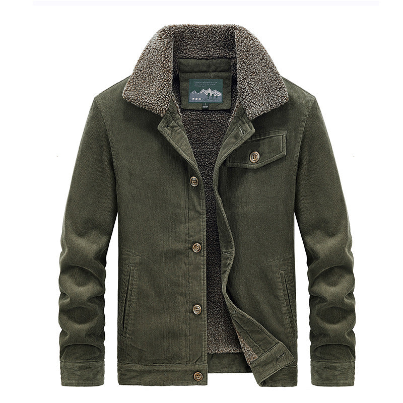 Men's cord worker jacket with voluminous Sherpa lining and chest flap pocket Chichicherry