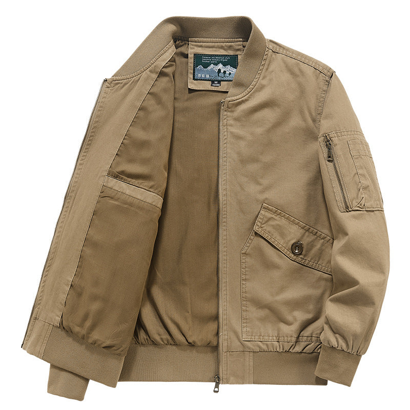 Men's lightweight canvas bomber in pilot cut with zip arm pocket and angled flap pockets Chichicherry