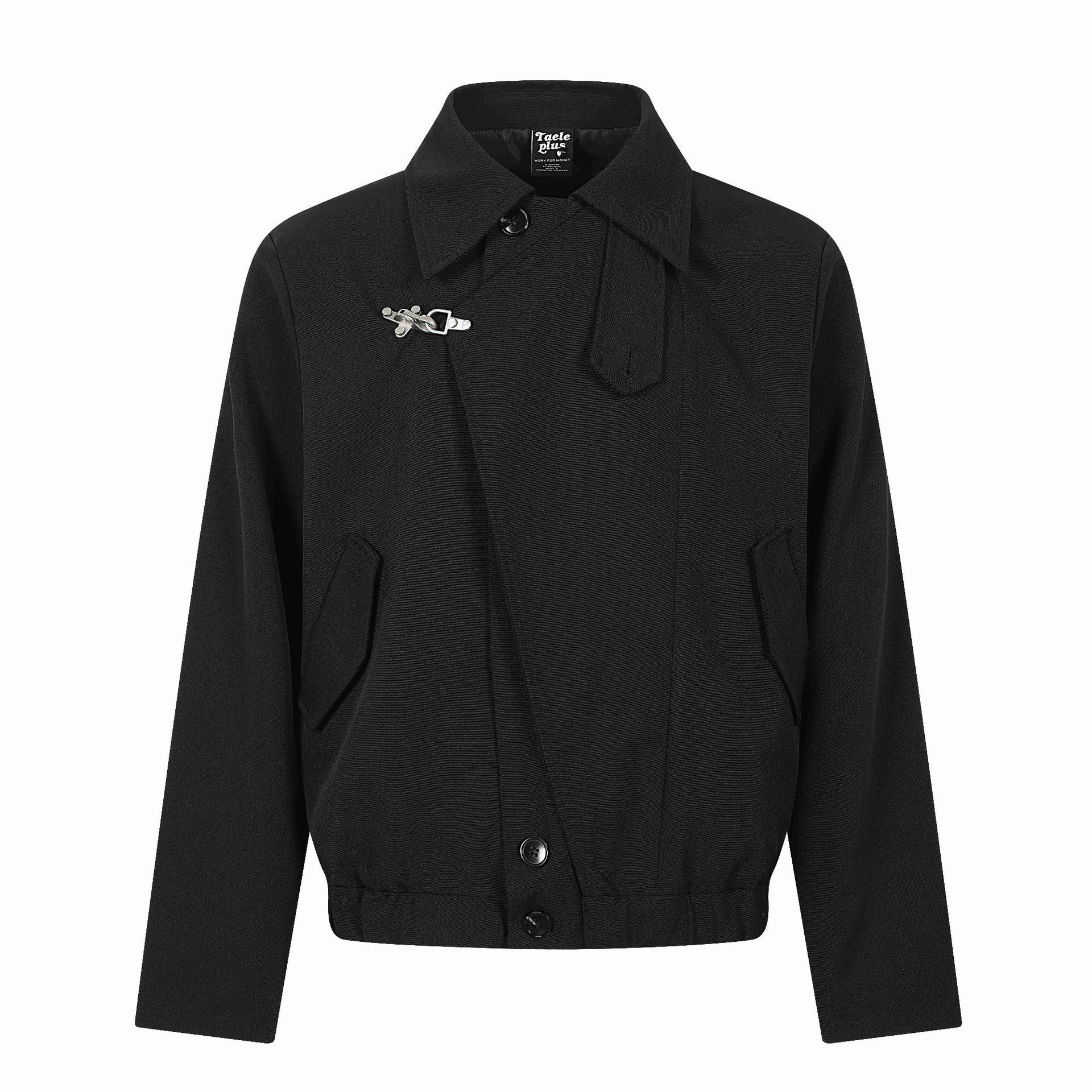 Ladies short blouson in overshirt style with distinctive shirt collar and metal hook closure Chichicherry
