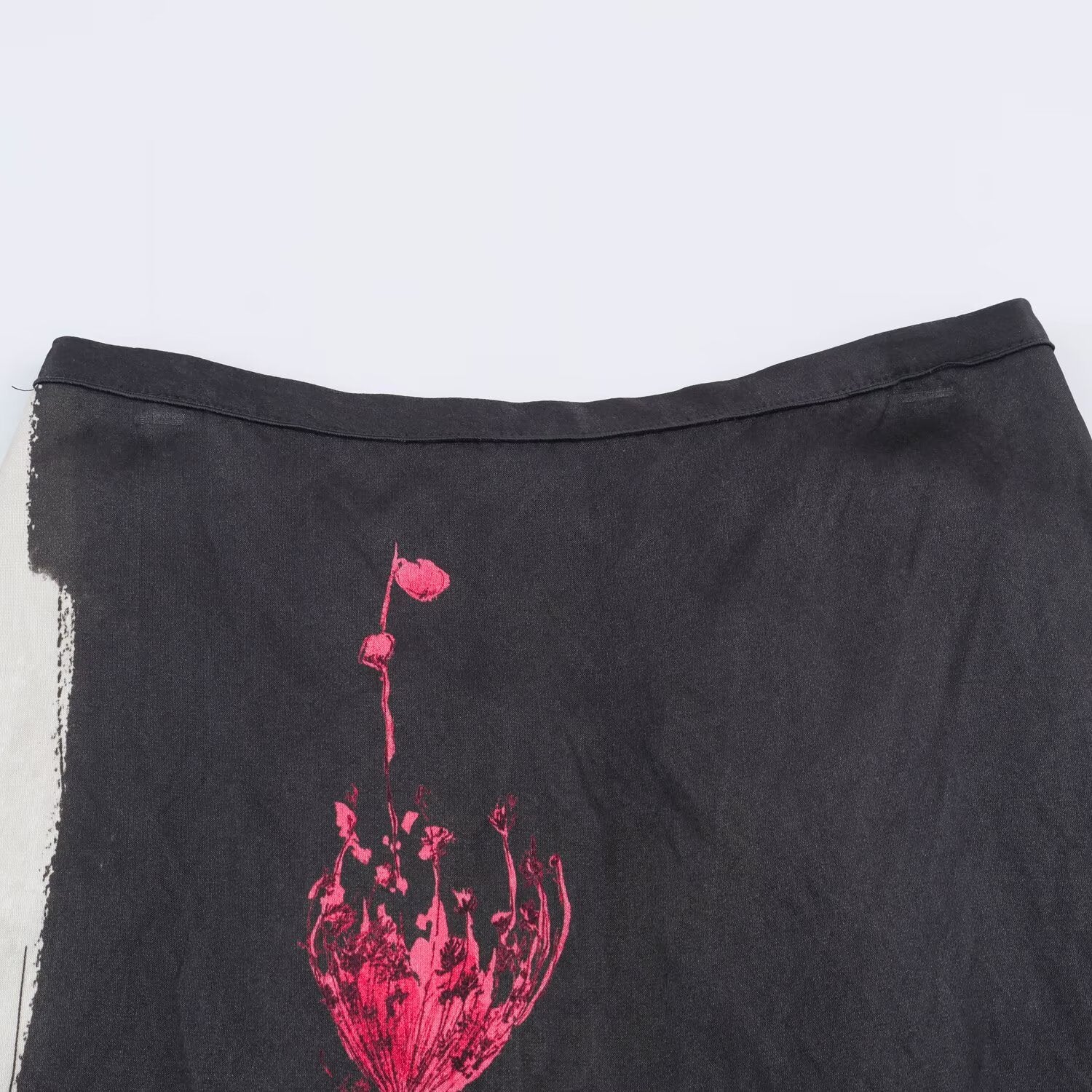 Ladies Custom-Made Midi Skirt with Side Contrast Panels and Floral Digital Print Element Chichicherry