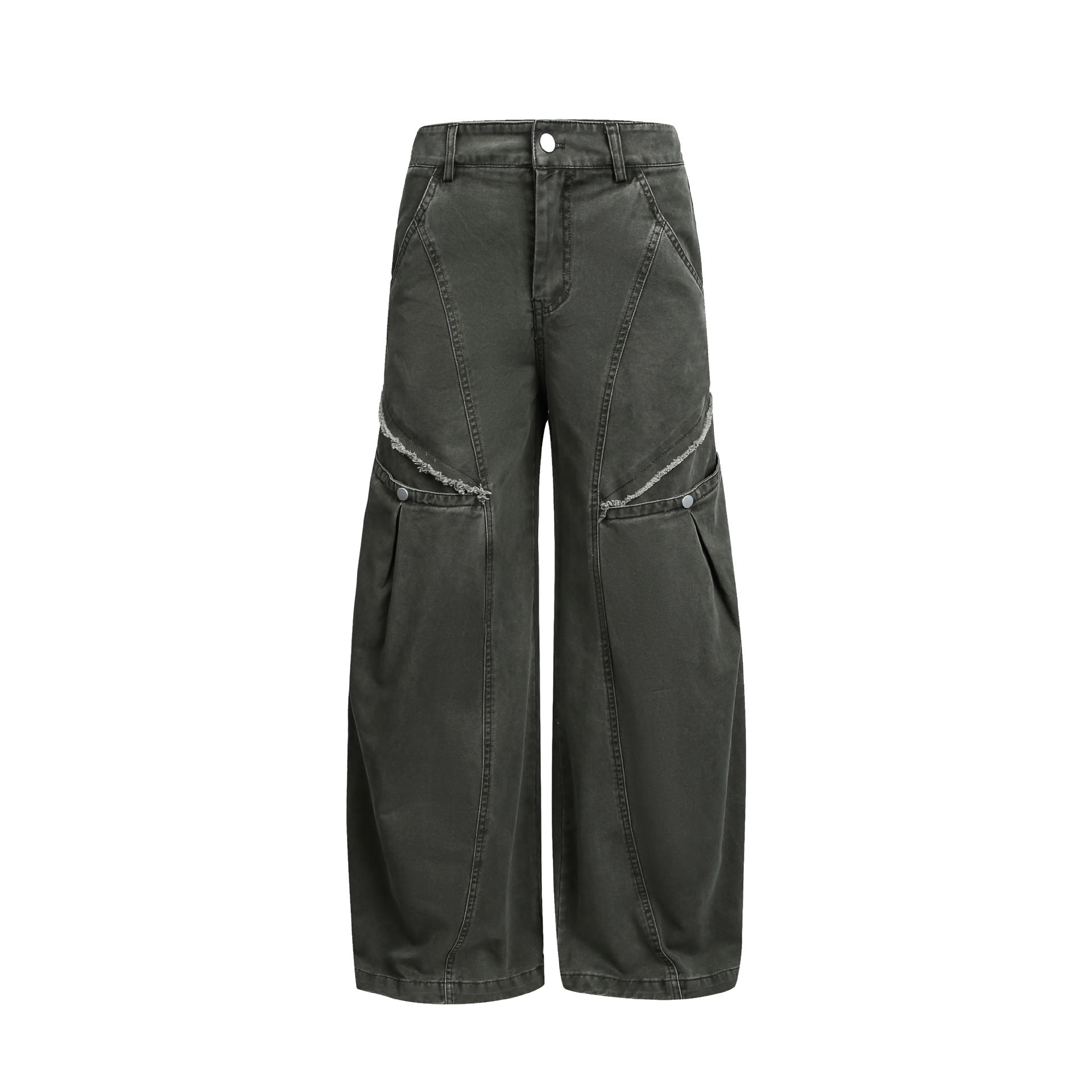Women's cropped cargo pants with wide legs and fringe trim Chichicherry