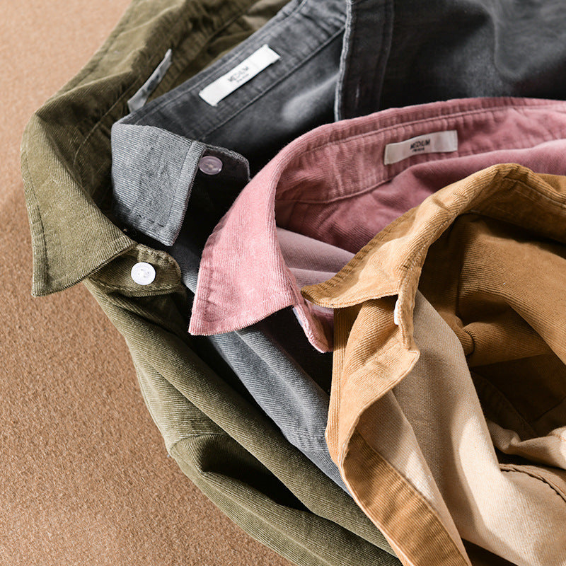 Men's cord overshirt with chest pocket, relaxed fit and full button placket Chichicherry