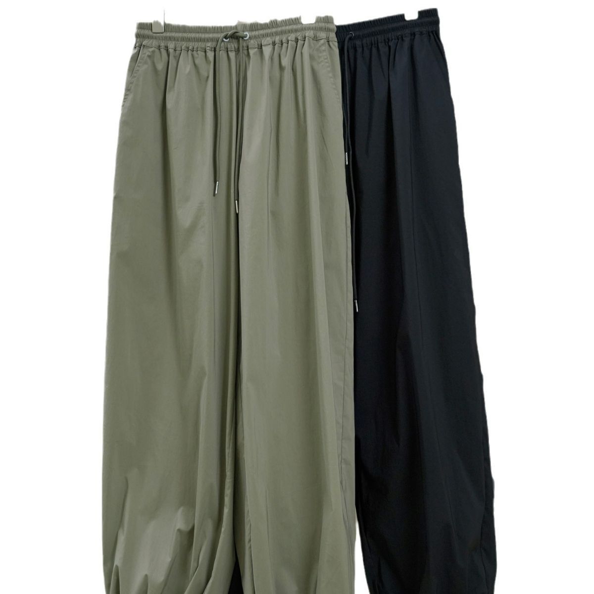Women's Wide Cotton Blend Baggy Pants with Elastic Drawstring Waist Chichicherry