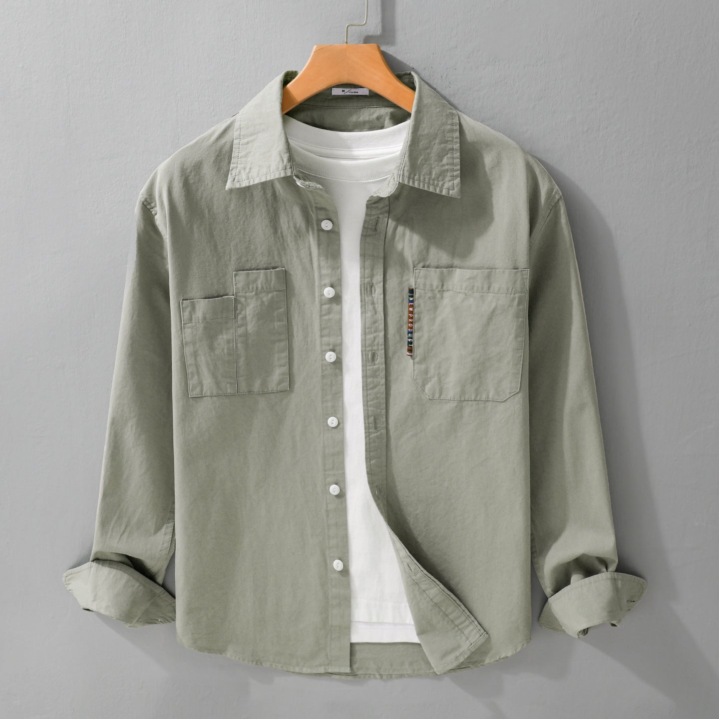 Men's Lightweight Cotton Overshirt with Double Chest Pockets and Kent Collar Chichicherry