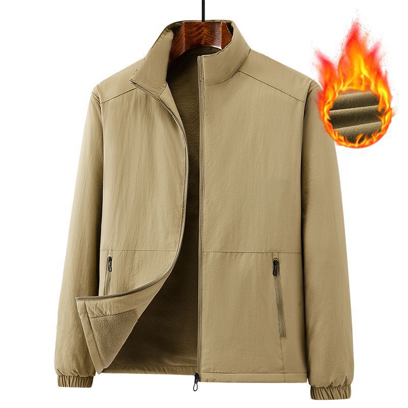 Men's lightweight windproof fleece jacket with stand-up collar and zip pockets Chichicherry