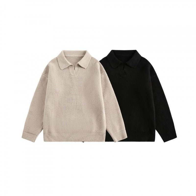 Unisex Wide-Cut Fine Knit Polo with Short Henley Closure and Kent Collar Chichicherry