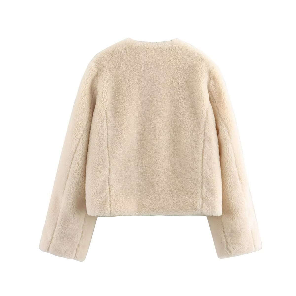 Women's Short Cut Teddy Jacket with Toggle Fastenings and Patch Pockets Chichicherry
