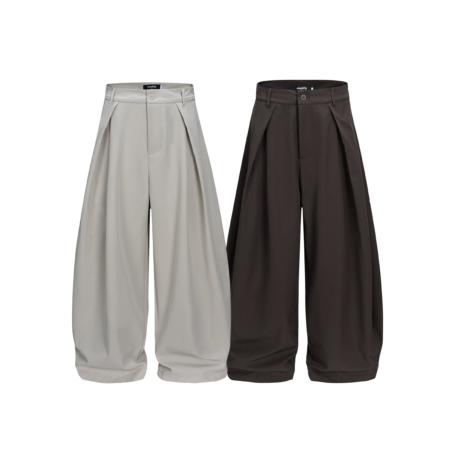 Women's wide culotte pants with high waistband, tucks, and cropped hem