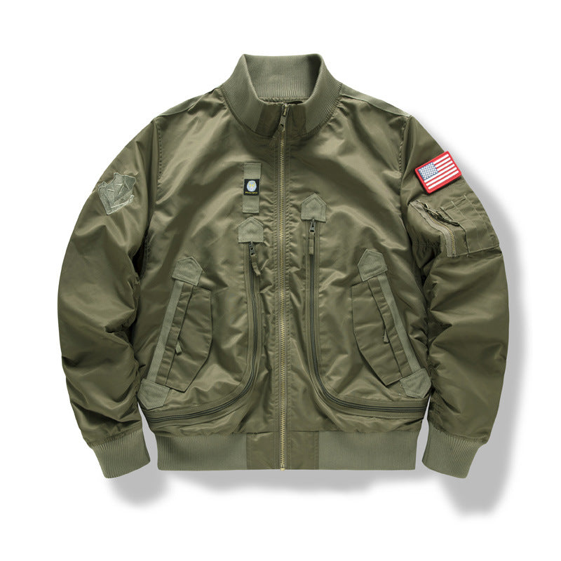 Men's pilot bomber jacket in utility style with vertical zip pockets and ribbed cuffs Chichicherry