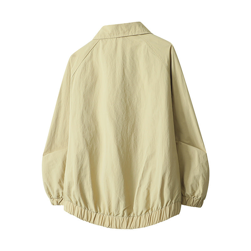 Men's Lightweight Shirt Collar Transitional Jacket with Snap Front and Elastic Hem Chichicherry