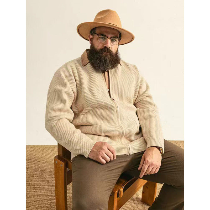 Unisex Oversized Boxy-Strickjacke mit verdecktem Reißverschluss und breiter Rippenstruktur Chichicherry