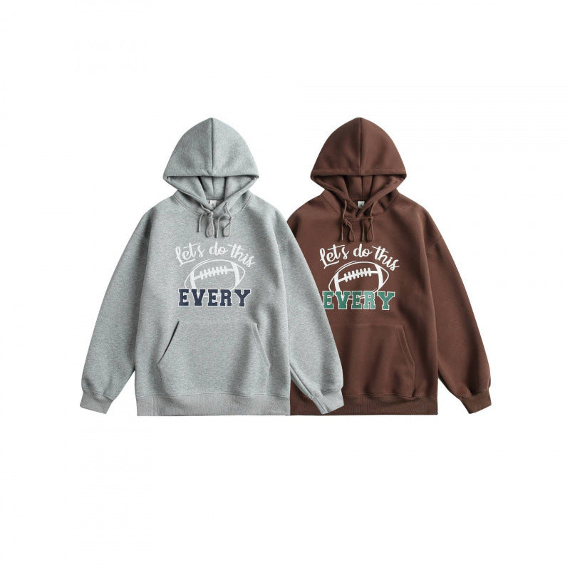 Unisex Oversized Hoodie with College Print and Kangaroo Pocket Chichicherry