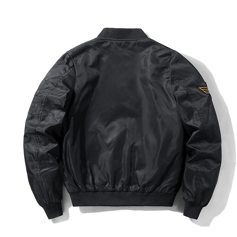 Men's bomber jacket in flight style with nylon shell, patch applications, and arm pocket Chichicherry