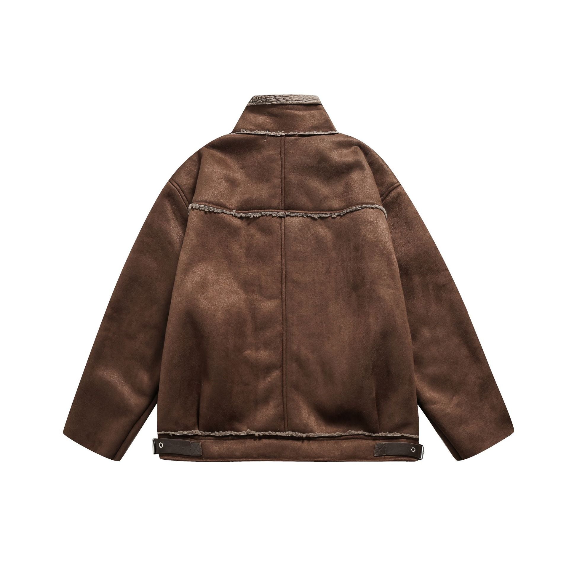 Men's pilot leather jacket with lambskin collar and adjustable hem Chichicherry