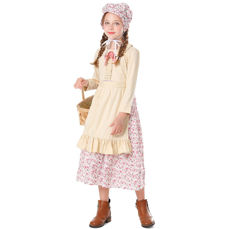 Girls' farmhouse dress with floral details Chichicherry