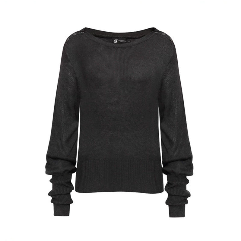 Women's lightweight fine knit pullover with dropped shoulders and long ruffled sleeves Chichicherry
