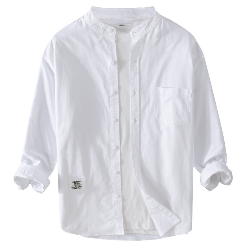 Men's Stand Collar Overshirt made of Cotton Blend with Chest Pocket and Relaxed Fit Chichicherry