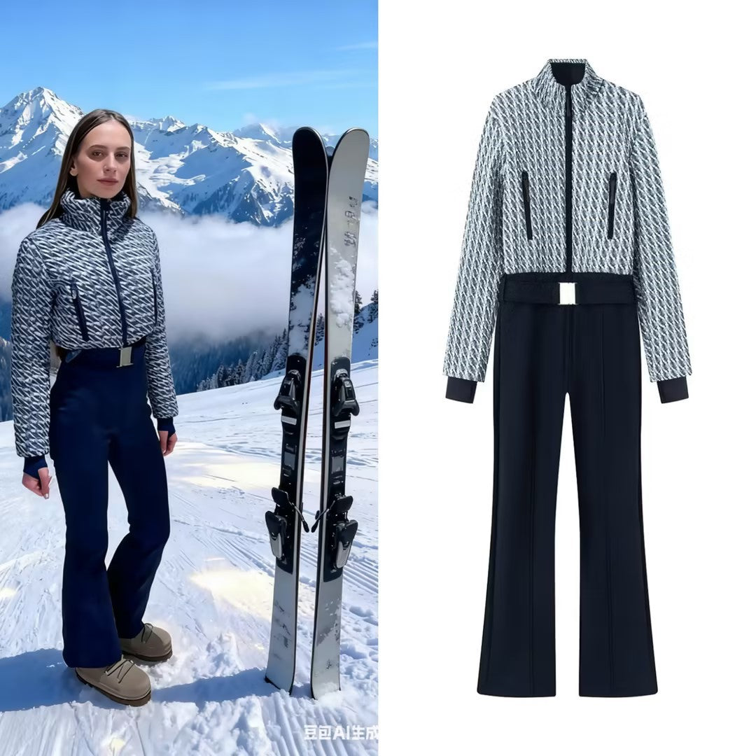 Ladies two-piece set consisting of structured short jacket and high-cut flared trousers Chichicherry