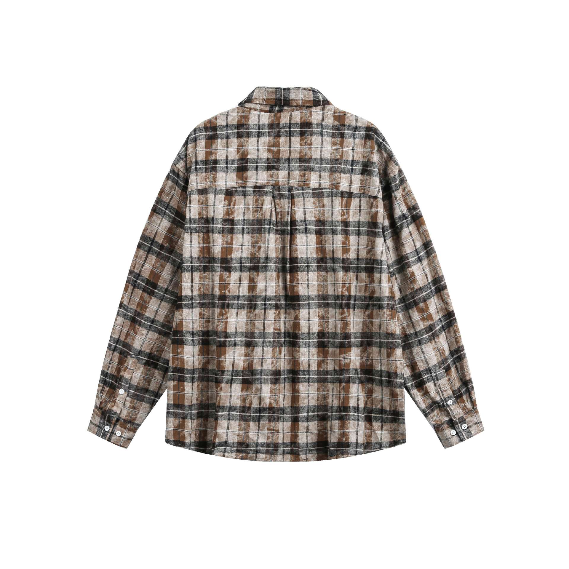 Unisex Oversized Flannel Shirt Jacket in Boxy Cut with Chest Pocket Chichicherry