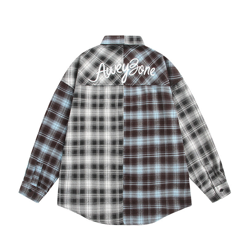 Unisex Split Check Overshirt in Shirt Jacket Style Chichicherry