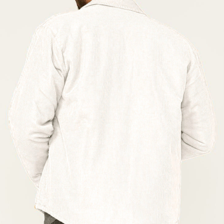 Men's Cord Worker Overshirt with Snap Button Placket, Flap Pockets and Applied Side Pockets Chichicherry