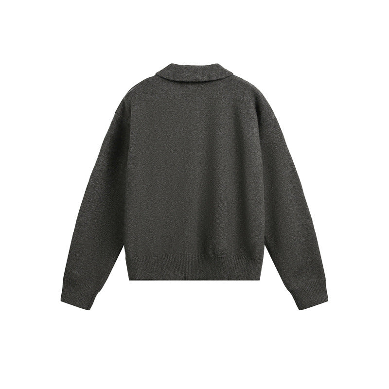 Men's knit zip jacket with shirt collar, hand pockets and ribbed hem Chichicherry
